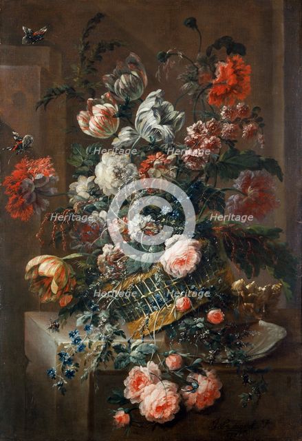 'Flower Piece with Variegated Tulips', 1721. Artist: Jean-Baptiste Morel.