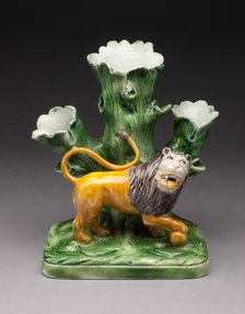 Flower Pot with Lion, Staffordshire, 1790/1810. Creator: Staffordshire Potteries