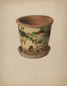 Flower Pot with Saucer, c. 1937. Creator: David Ellinger
