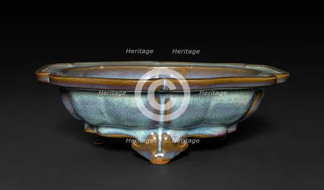 Flower Pot Stand or Bulb Bowl: Jun ware, 14th-15th Century. Creator: Unknown.