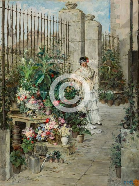 Flower stall, 1887. Creator: María Luisa de la Riva de Muñoz.