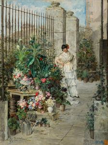 Flower stall, 1887. Creator: María Luisa de la Riva de Muñoz