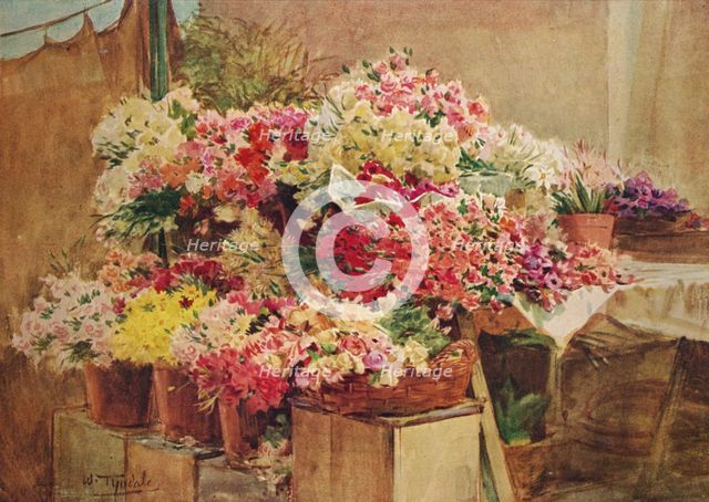 'Flower Stall in Mentone Market', c1910, (1912). Artist: Walter Frederick Roofe Tyndale.