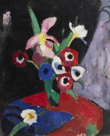 Flower still life on a black background II, 1913. Creator: Stenner, Hermann (1891-1914)