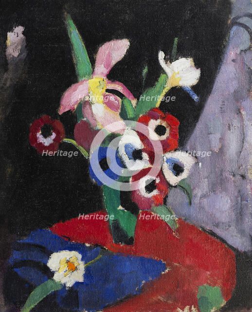 Flower still life on a black background II, 1913. Creator: Stenner, Hermann (1891-1914).