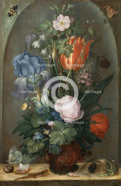 Flower Still Life with Two Lizards, 1603. Artist: Savery, Roelant (1576-1639)