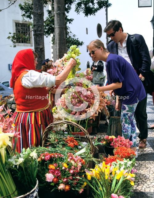Flower seller, Funchal, Madeira, Portugal. Creator: Peter Thompson.