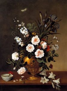 Flower Vase and Ceramic Bowl, 1663. Creator: Pedro de Camprobin