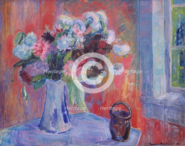 Flower Vase in red Interior, 1930. Creator: Thorvald Erichsen.