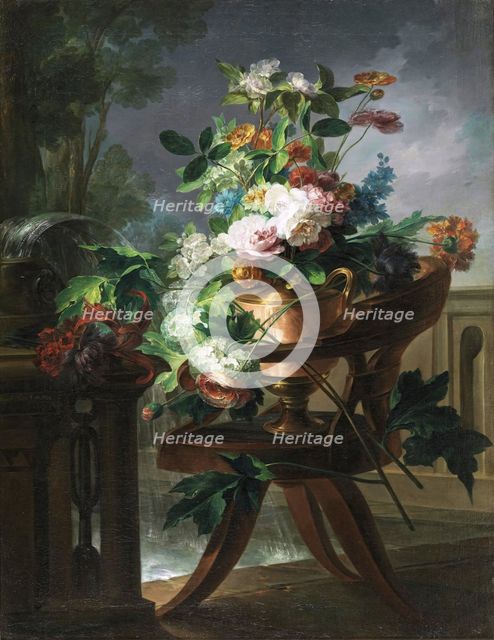 Flower Vase on a Chair, 1844. Creator: Miguel Parra Abril.