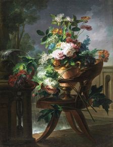 Flower Vase on a Chair, 1844. Creator: Miguel Parra Abril