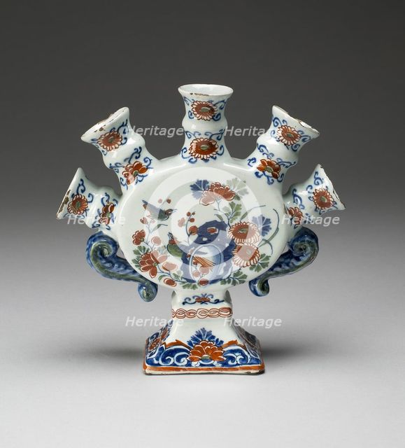 Flower Vase (one of a pair), Delft, c. 1700/22. Creator: De Griekesche A.