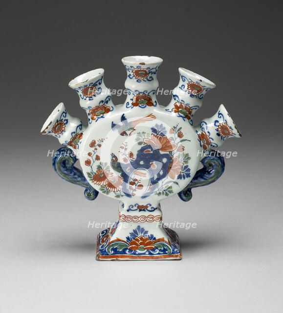 Flower Vase (one of a pair), Delft, c. 1700/22. Creator: De Griekesche A.