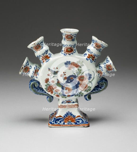 Flower Vase (one of a pair), Delft, c. 1700/22. Creator: De Griekesche A.