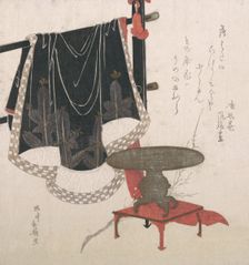 Flower Vase with Stand; Dress Hanging on a Clothesrack. Creator: Hachifusa Shuri