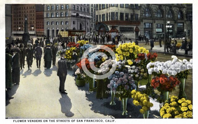 Flower Vendors on the Streets of San Francisco, California, 1921. Artist: Unknown