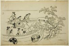 Flower-Viewing Party with Crest-Bearing Curtain, from the series "Flower Viewing at..., c. 1681/84. Creator: Hishikawa Moronobu