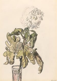 Flowering chrysanthemum, in a vase, 1872-1950. Creator: Barbara Elisabeth van Houten