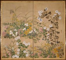 Flowering Plants in Autumn, 18th century. Artist: Korin, Ogata (1658-1716)