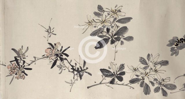 Flowering plants of the four seasons, 1842. Creator: Oda Kaisen.