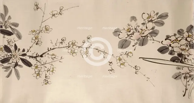 Flowering plants of the four seasons, 1842. Creator: Oda Kaisen.