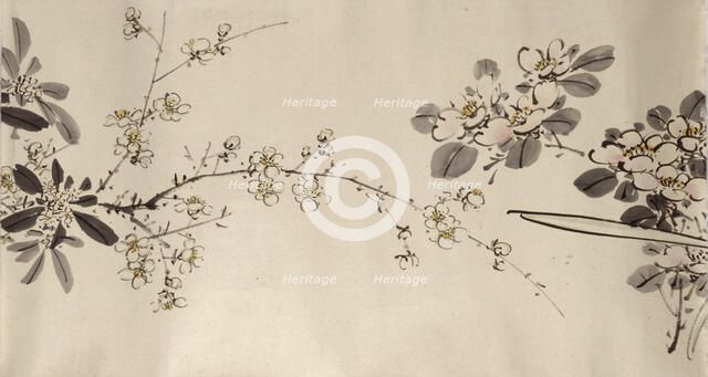 Flowering plants of the four seasons, 1842. Creator: Oda Kaisen.