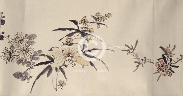 Flowering plants of the four seasons, 1842. Creator: Oda Kaisen.