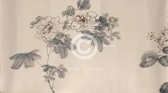 Flowering plants of the four seasons, 1842. Creator: Oda Kaisen.