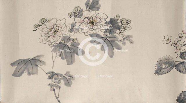 Flowering plants of the four seasons, 1842. Creator: Oda Kaisen.
