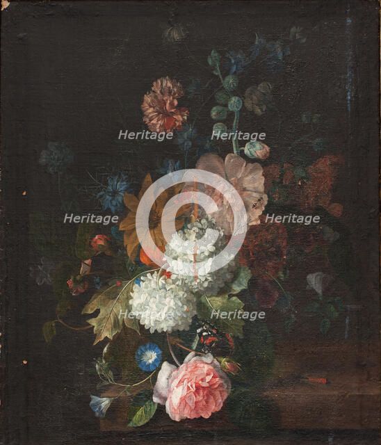 Flowers;Glass Bottle with Flowers, 1737-1795. Creator: Margareta Haverman.