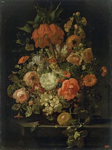 Flowers, 1730. Creators: Jan van Huysum, Rachel Ruysch