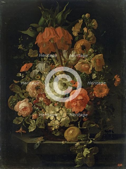 Flowers, 1730. Creators: Jan van Huysum, Rachel Ruysch.
