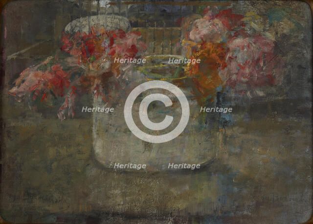 Flowers-two-sided painting, after 1920. Creator: Olga Boznanska.