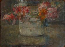Flowers-two-sided painting, after 1920. Creator: Olga Boznanska