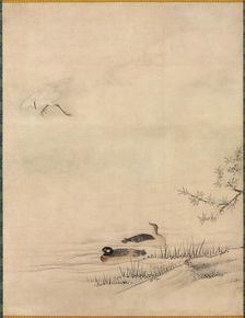 Flowers and Birds in a Spring Landscape, 1500s. Creator: Kano Motonobu (Japanese, c. 1476-1559), attributed to