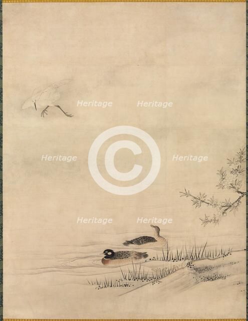 Flowers and Birds in a Spring Landscape, 1500s. Creator: Kano Motonobu (Japanese, c. 1476-1559), attributed to.