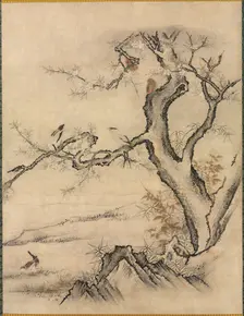 Flowers and Birds in a Spring Landscape, 1500s. Creator: Kano Motonobu (Japanese, c. 1476-1559), attributed to