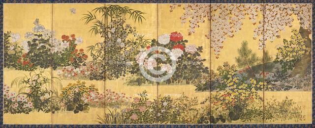 Flowers and Butterflies, 1730-1770. Creator: School of Tawaraya Sôtatsu.