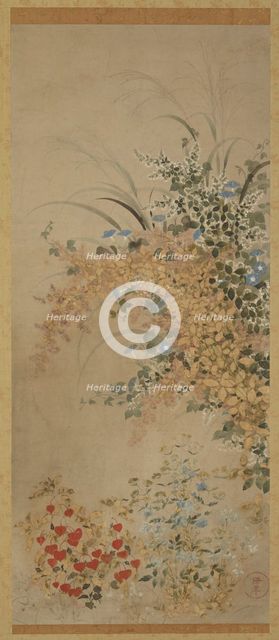 Flowers and grasses, Edo period, 1600-1630. Creator: Master of I-nen Seal.