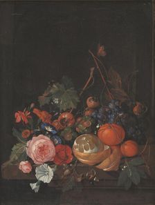 Flowers and Fruit, 1650-1660. Creator: Jan Davidsz de Heem