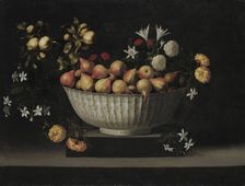 Flowers and Fruit in a China Bowl, c. 1645. Creator: Juan de Zurbarán