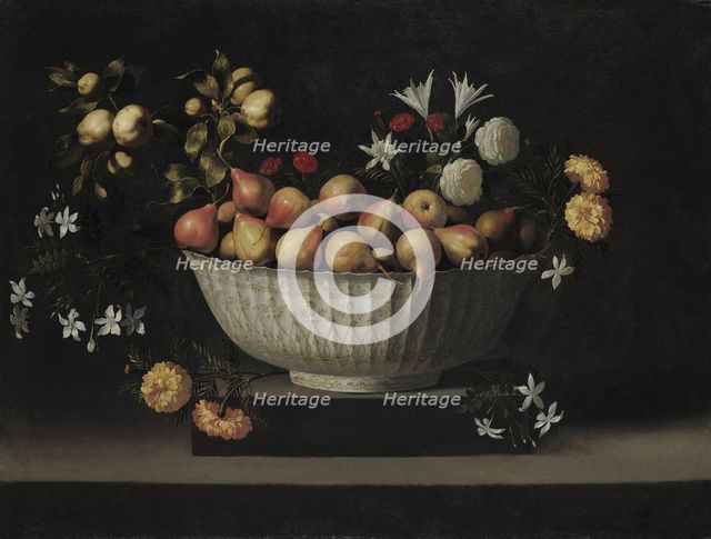 Flowers and Fruit in a China Bowl, c. 1645. Creator: Juan de Zurbarán.