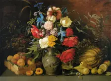 Flowers and fruits, 1839. Artist: Khrutsky, Ivan Phomich (1810-1885)