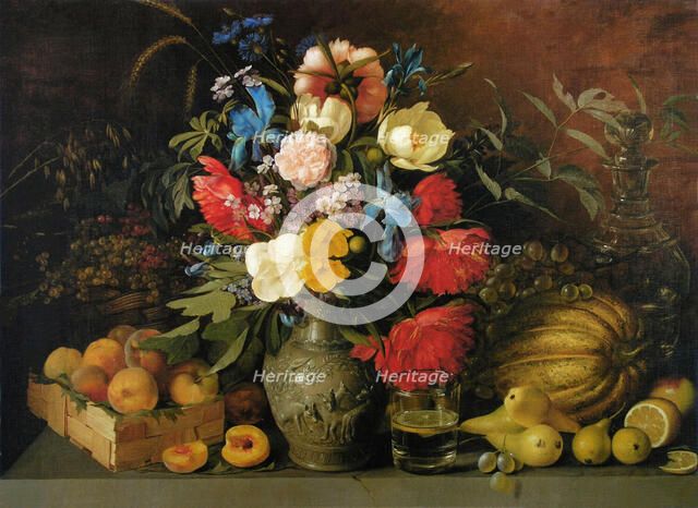 Flowers and fruits, 1839. Artist: Khrutsky, Ivan Phomich (1810-1885)
