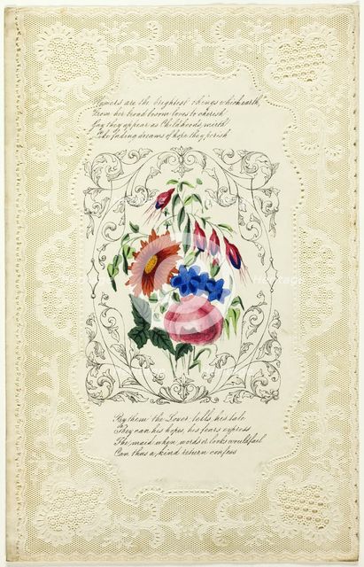 Flowers are the Brightest Things (valentine), 1855/60. Creator: George Kershaw.
