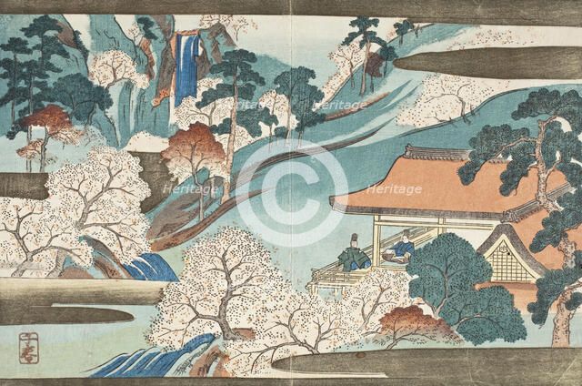 Flowers at the House of Waterfalls, mid 19th century. Creator: Takashima Chiharu.