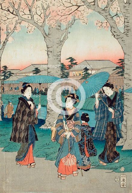 Flowers Beside the Tamagawa-Zutsumi (image 2 of 3), c1856. Creator: Ando Hiroshige.