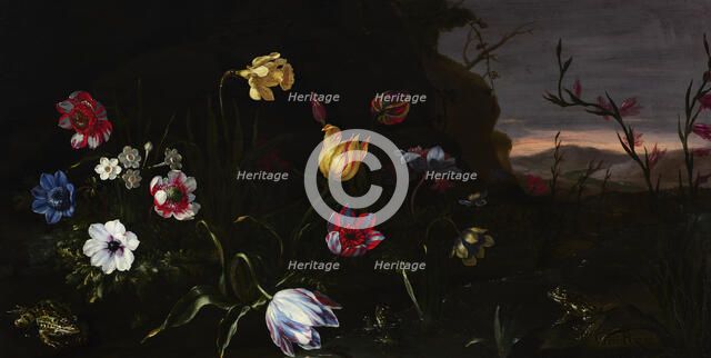Flowers by a Pond with Frogs, 1670-1679. Creator: Giuseppe Recco.