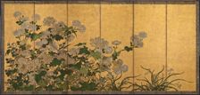 Flowers: chrysanthemums, peonies, etc, Edo period, 18th-19th century. Creator: Unknown