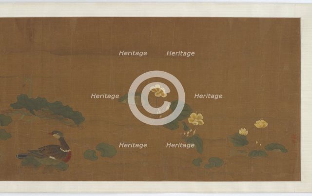 Flowers, ducks, and quail, 17th century. Creator: Unknown.